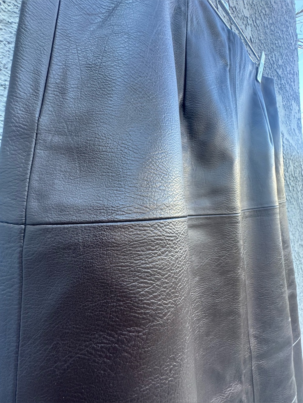 H&M Edition Faux Leather Maxi Skirt Chocolate Brown Size 10 PPP aa - Picture 7 of 11